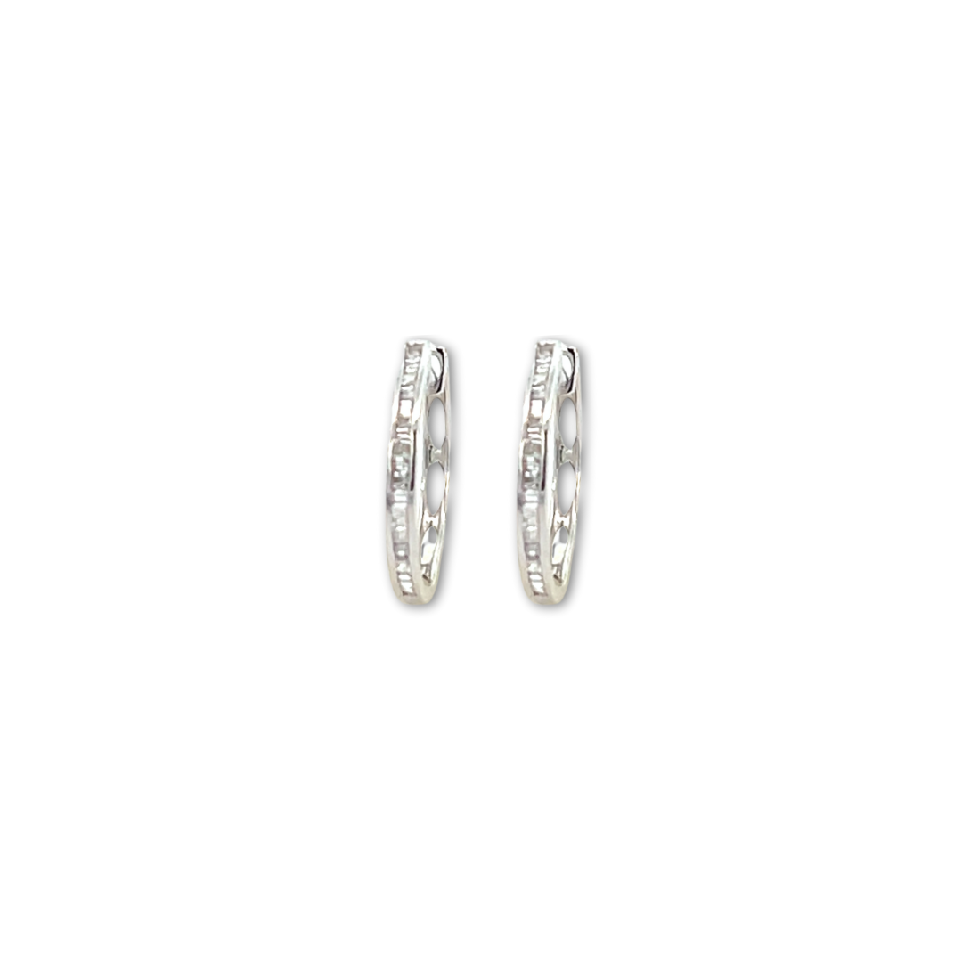 Arracada Grande 18K Diamantes Tipo Baguette