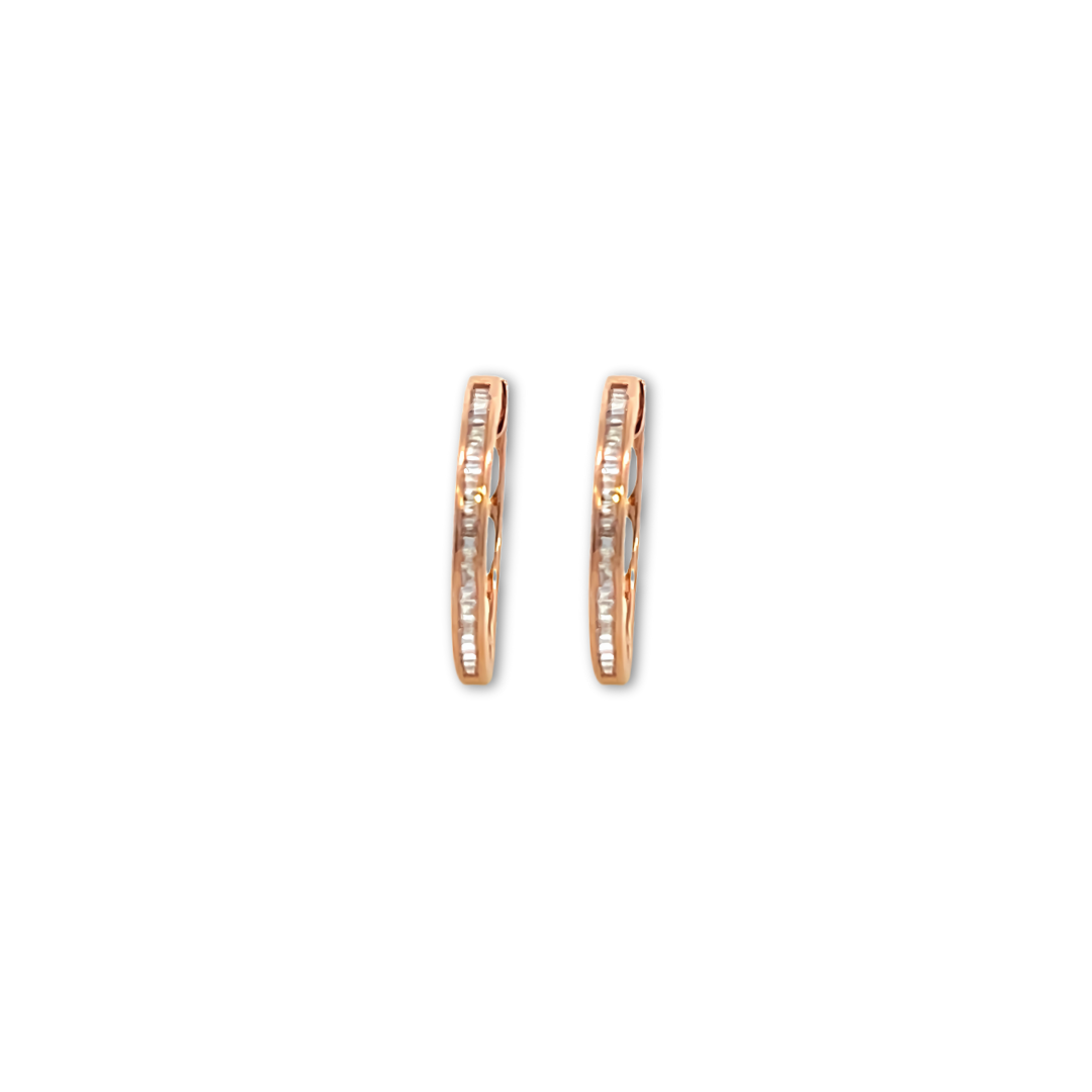 Arracada Grande 18K Diamantes Tipo Baguette