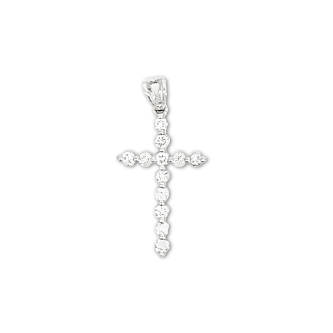 CRUZ DIAMANTE REDONDO 18K ORO BLANCO