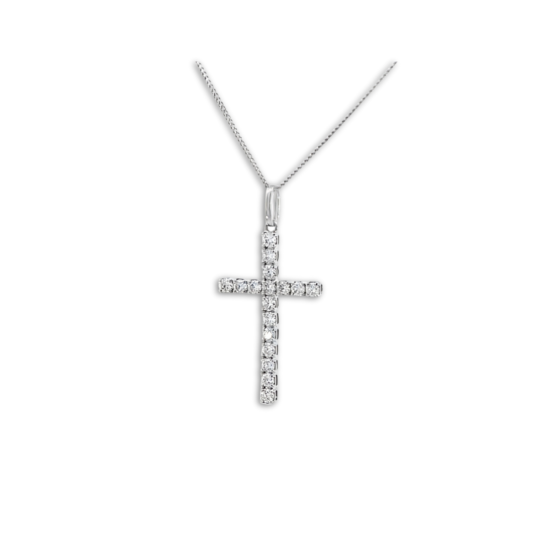 CRUZ LISA DIAMANTES 18K ORO BLANCO