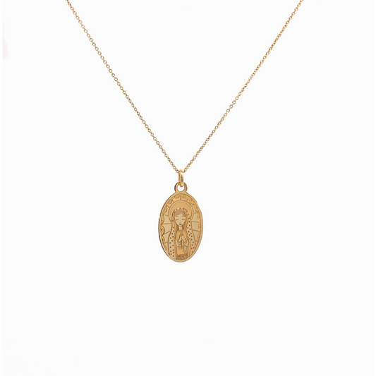 Medalla Virgen de Guadalupe ovalada oro 14K