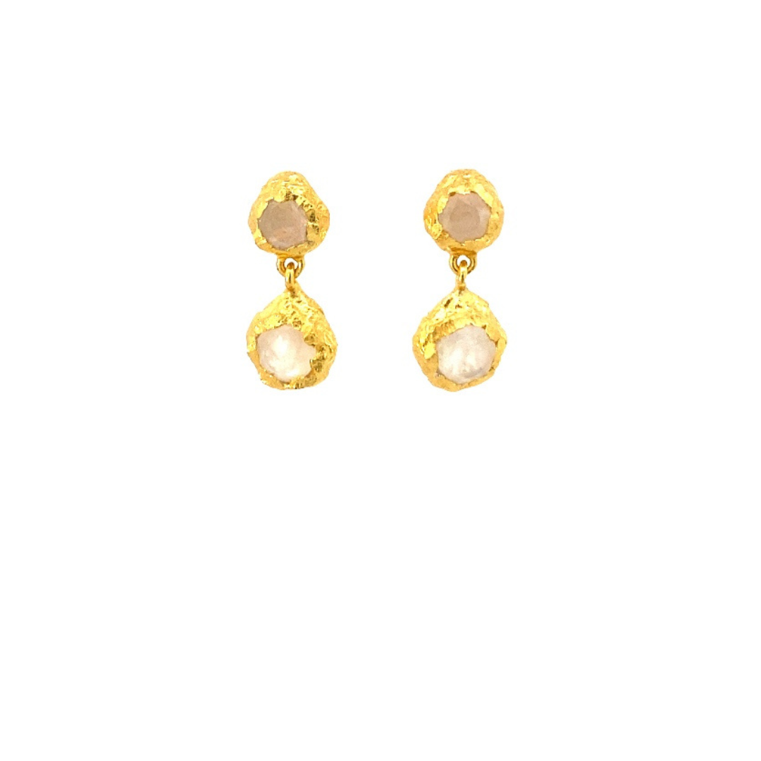 Aretes con gemas naturales Piedra Luna y Labradorita