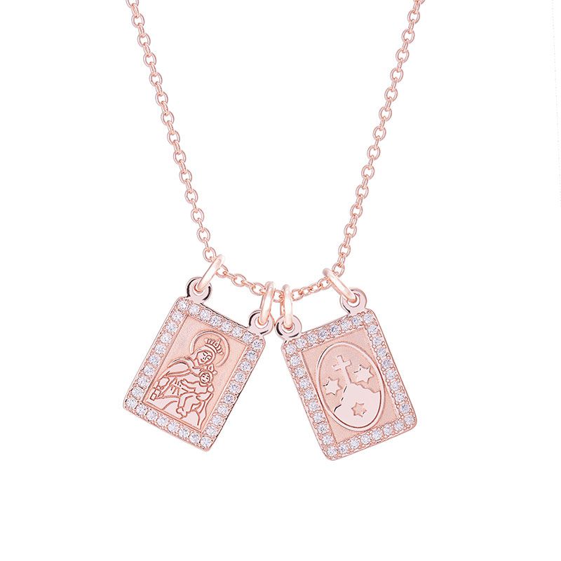 Scapular of the Virgen del Carmen with Zirconia frame