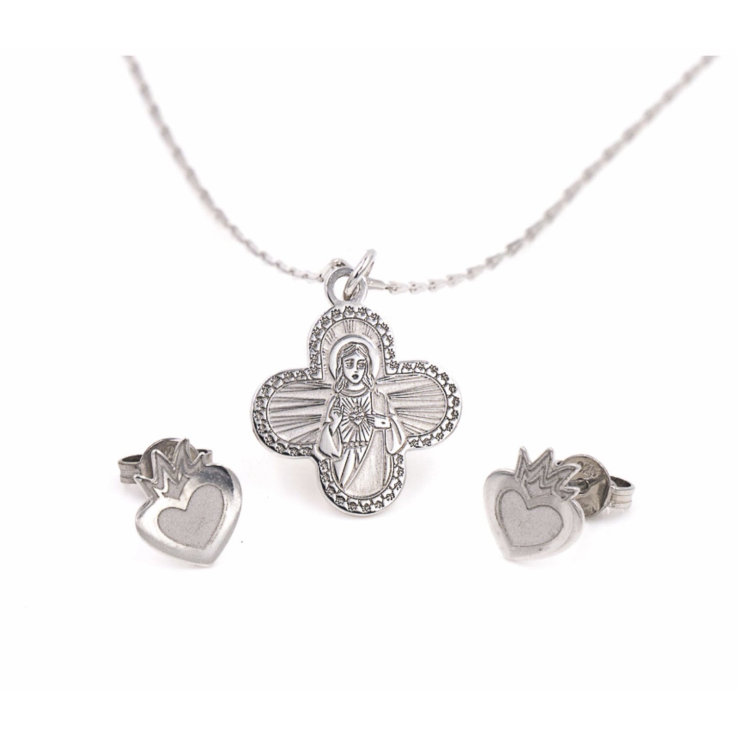 Set del Sagrado Corazón de Jesús con aretes