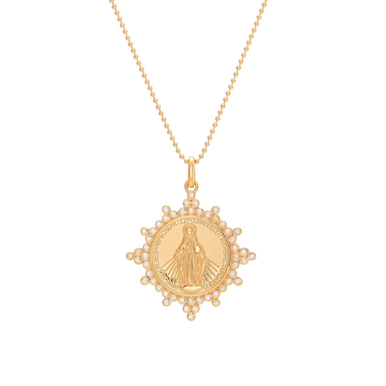 Medalla Virgen de la Medalla Milagrosa con marco de Circonias