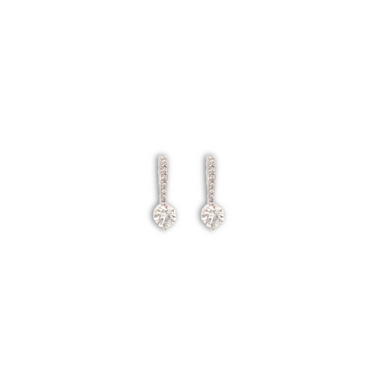 Aretes colgantes est. pescador  en rodio con  Moissonita  de 0.5 ct