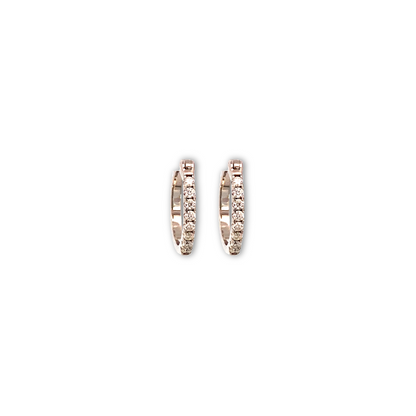 Aretes arracadas de rodio con cierre omega y Moissanitas de 0.2 ct