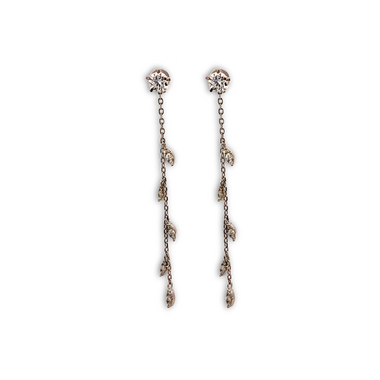 Aretes MOISSANITA HOJAS COLGANTES