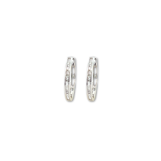 Arracada Grande 18K Diamantes Tipo Baguette