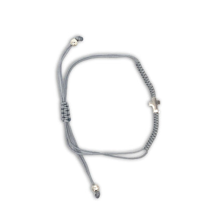 Pulsera mini Cruz de plata tejida