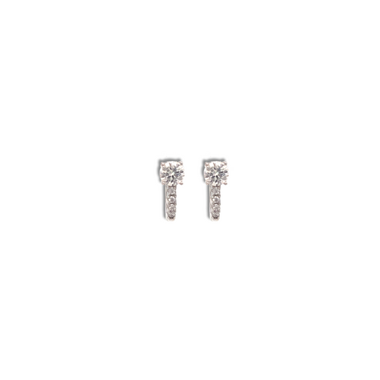 Aretes de cierre de clip en rodio con Moissanita de 0.5 ct