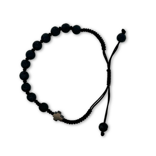 Pulsera Decenario de piedras negras para hombre