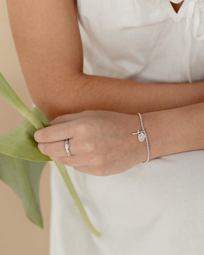 Pulsera con la Virgen de la  Medalla Milagrosa y Cruz