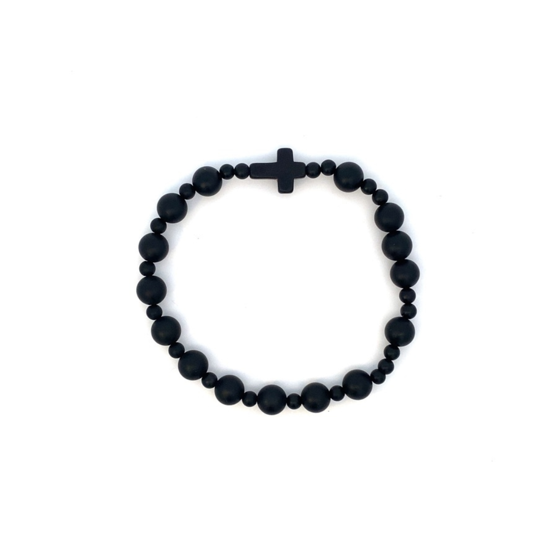 Decenario bracelet with black stones for men
