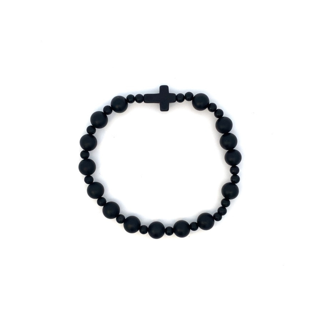 Pulsera Decenario de piedras negras para hombre