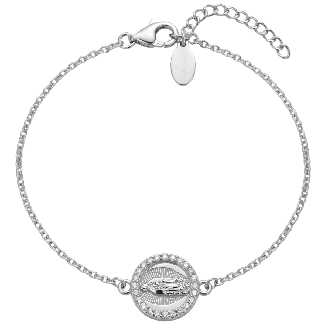 Pulsera Virgen de Guadalupe con Circonias Plata