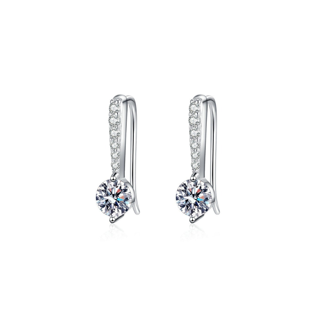 Aretes de cierre de clip en rodio con Moissanita de 0.5 ct