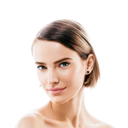 Aretes de rodio con Moissanita negra de 7mm