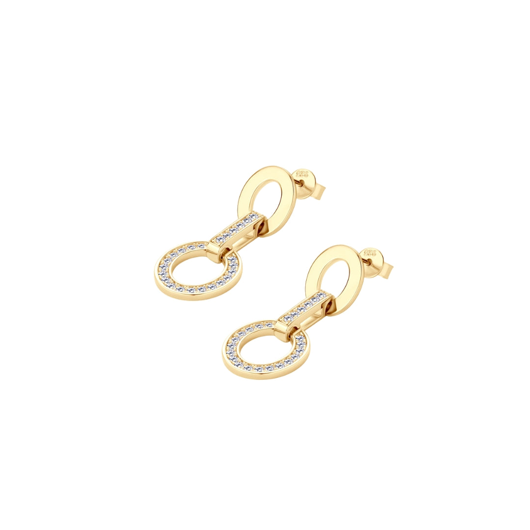 Aretes doble aro articulado en rodio con Moissanitas de .36 ct