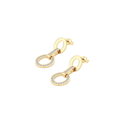 Aretes doble aro articulado en rodio con Moissanitas de .36 ct