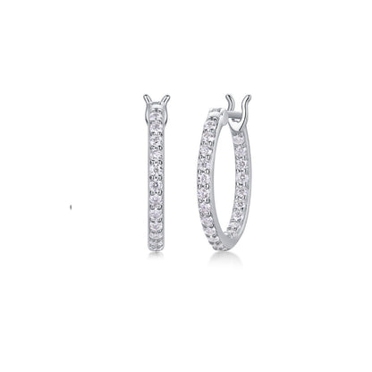 Aretes arracadas de rodio con Moissanitas de 0.9 ct in & out