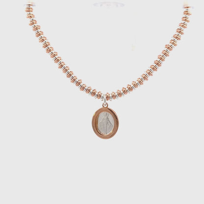 Pulsera Medalla de la Virgen de la Medalla Milagrosa plata y rosegold
