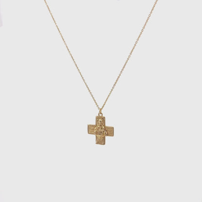 Cruz Sagrado Corazón de Jesús oro 14K