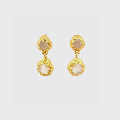 Aretes con gemas naturales Piedra Luna y Labradorita