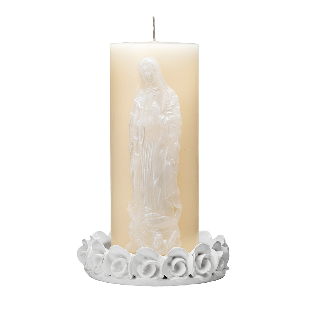 Virgin of Guadalupe candle with ceramic base
