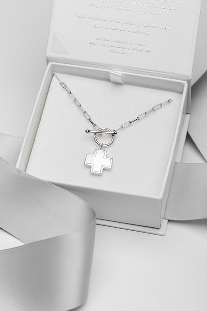 Collar Cruz madre perla