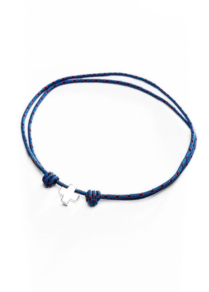 Cruz lisa de plata en cordiño