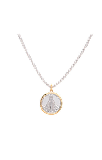 Collar de la Virgen de la Medalla Milagrosa con cadena de bolitas