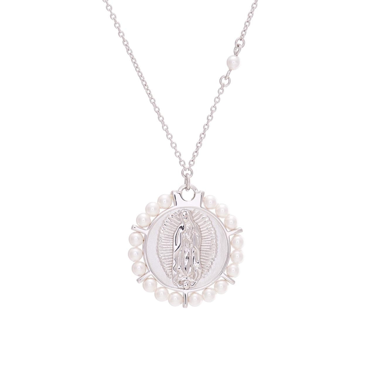 Medalla Virgen de Guadalupe con marco de perlas